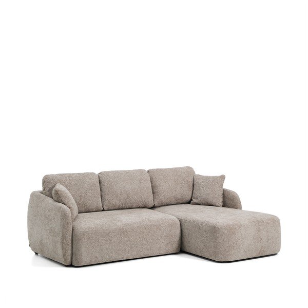 Taupe žinylková rozkládací rohová pohovka (pravý roh/s lenoškou) Laira – Kave Home-image-2