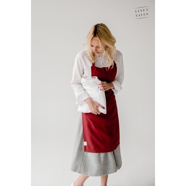 Červená lněná zástěra Linen Tales Daily Apron, 80 x 55 cm-image-2