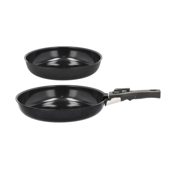 Hliníková sada pánví s nepřilnavým povrchem s odnímatelnou rukojetí 2 ks ø 28 cm – Holm-image-2