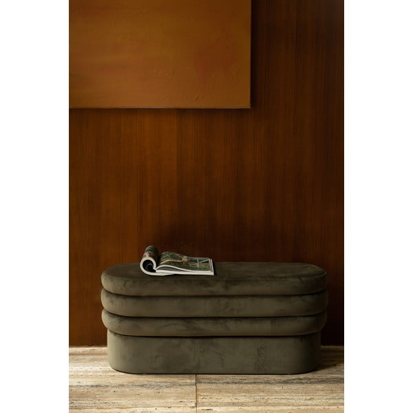 Khaki sametová lavice Aditi – Dutchbone-image-1