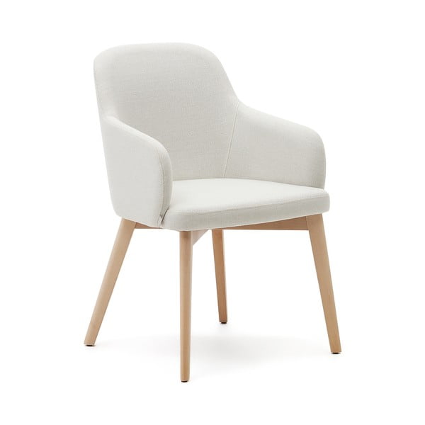 Krémové čalouněné jídelní křeslo s područkami Nelida – Kave Home