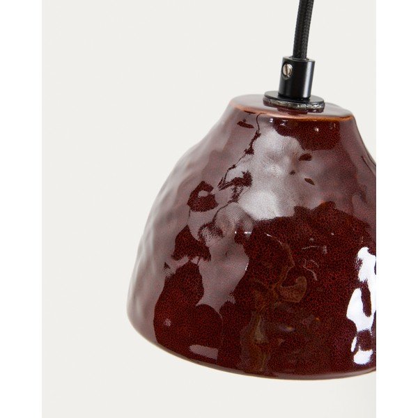 Červené závěsné svítidlo s keramickým stínidlem Drava – Kave Home-image-3