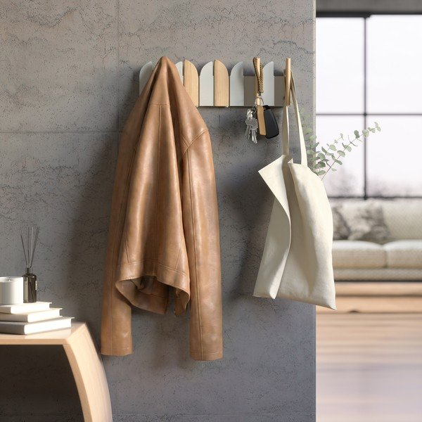 Béžový/v přírodní barvě ocelový nástěnný věšák 43 cm Saloon – Umbra-image-1