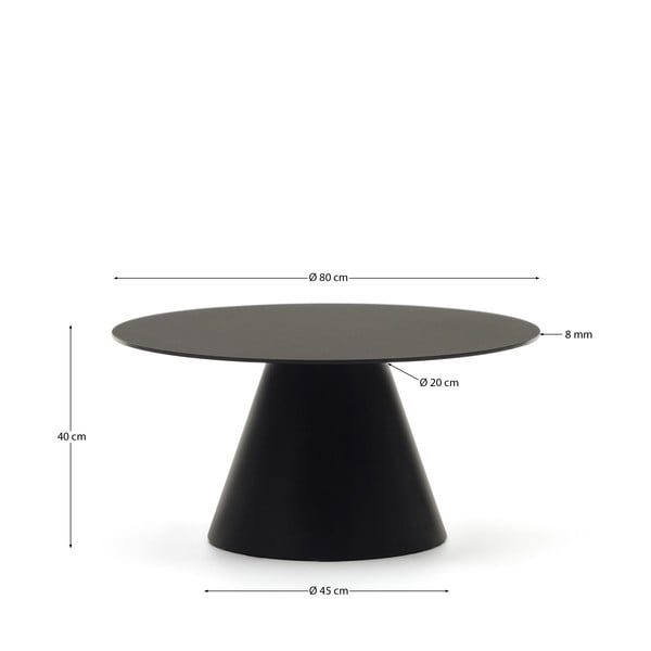 Černý kulatý konferenční stolek se skleněnou deskou ø 80 cm Wilshire – Kave Home-image-4