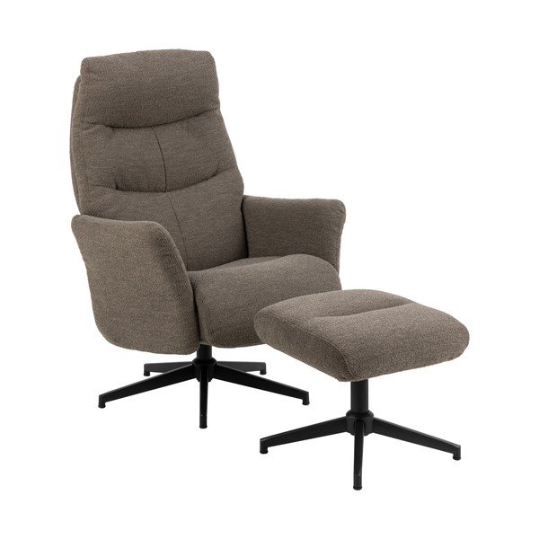 Šedo-hnědé relaxační křeslo z textilie bouclé London – Actona