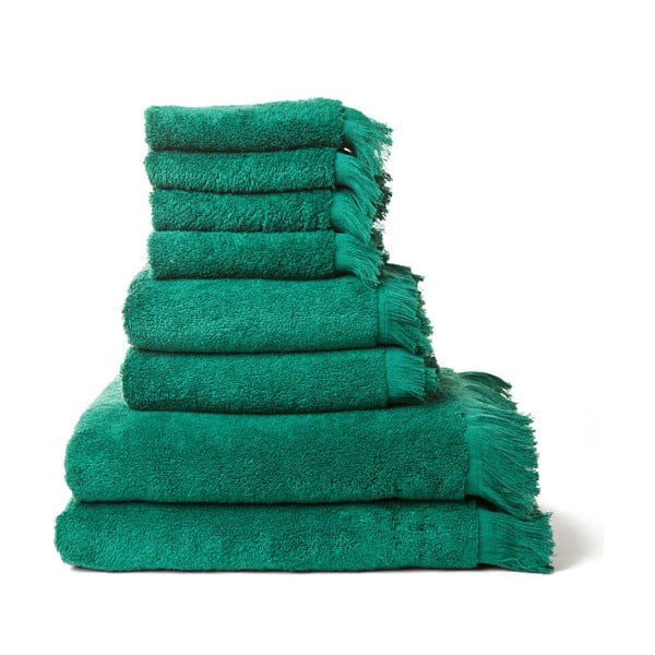 Set 4 zelených osušek a 4 ručníků z čisté bavlny Casa Di Bassi