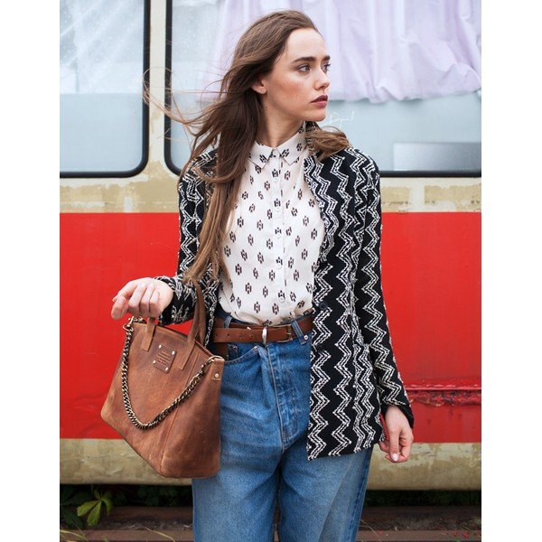 Hnědá kožená kabelka O My Bag Fly Violet Midi-image-2