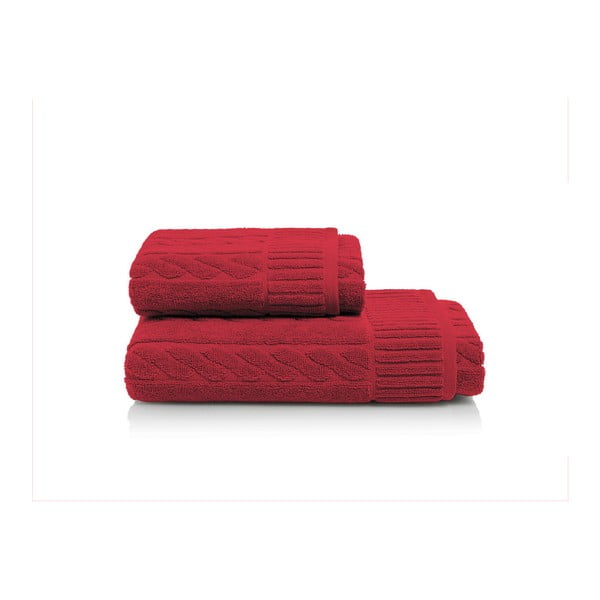 Set červené osušky a ručníku z bavlny Maison Carezza Amelia