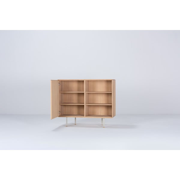 Nízká komoda z dubového dřeva v bílo-přírodní barvě 118x100 cm Fina – Gazzda-image-1