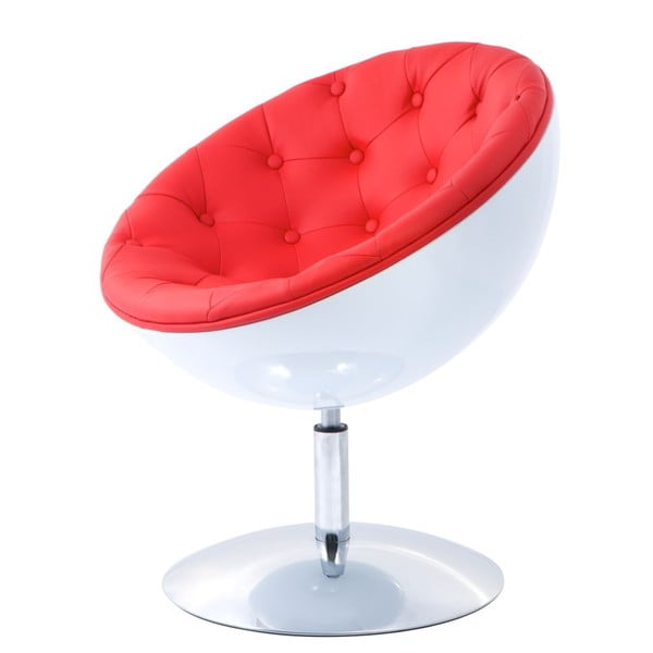 Otočná židle Mercury, prošívaná, bílá/červená