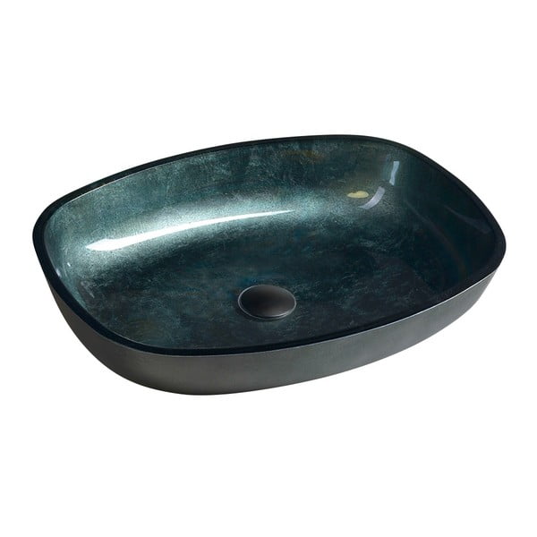 Skleněné umyvadlo v petrolejové barvě 54x39,5 cm Kvaore – Sapho