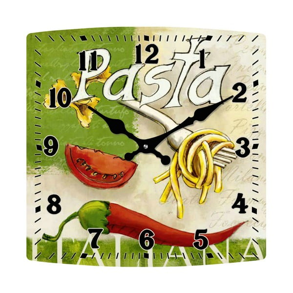 Skleněné hodiny Pasta, 30x30 cm