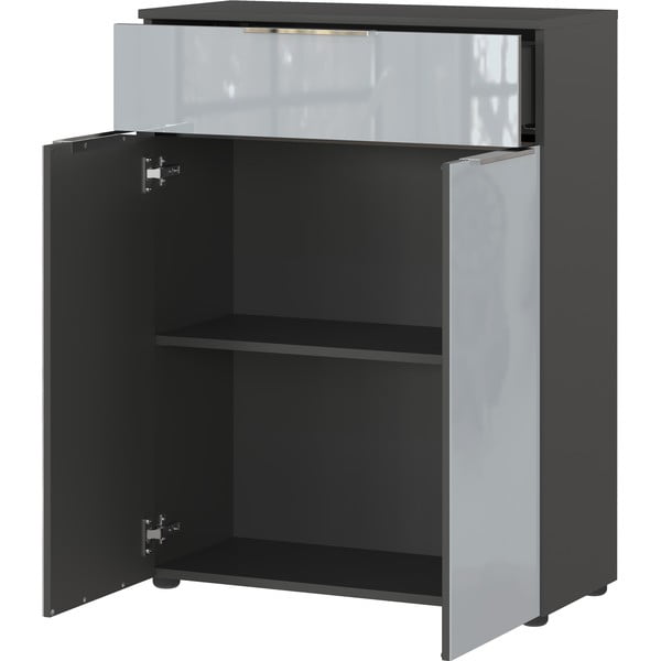 Šedá vysoká závěsná koupelnová skříňka 71x95 cm Vasio – Germania-image-3