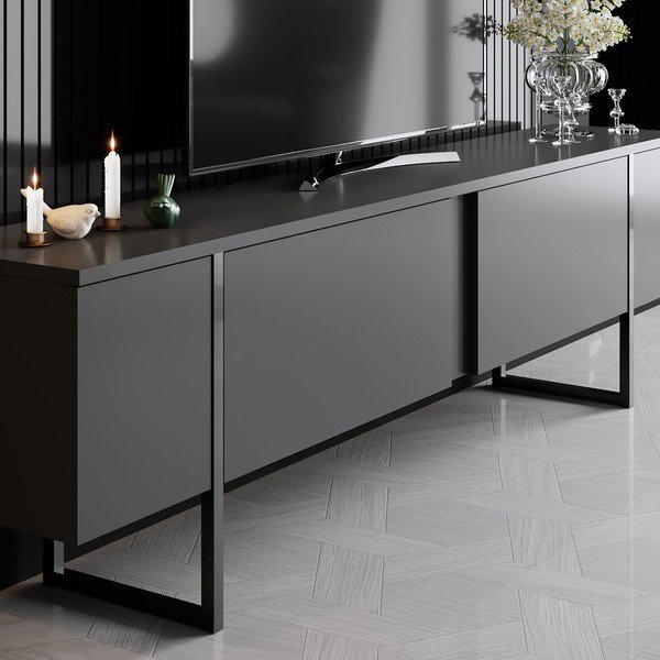 Antracitový TV stolek 180x30 cm Luxe – Kalune Design-image-2