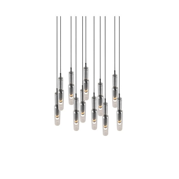 LED závěsné svítidlo se skleněným stínidlem ø 50 cm v černo-stříbrné barvě Lucent – Trio Select-image-1