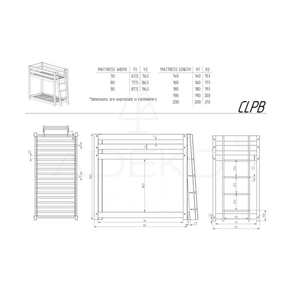 Patrová dětská postel z borovicového dřeva 90x190 cm CLPB - Adeko-image-3