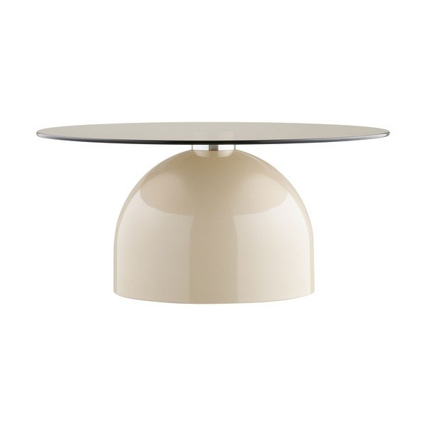 Béžový kulatý konferenční stolek se skleněnou deskou ø 70 cm Ravello – House Nordic