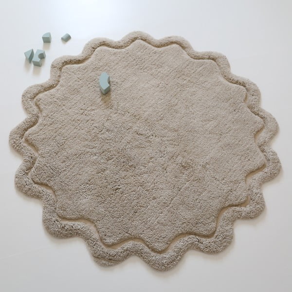 Béžový pratelný ručně tkaný bavlněný kulatý koberec ø 110 cm Sweet April Lin – Nattiot-image-2