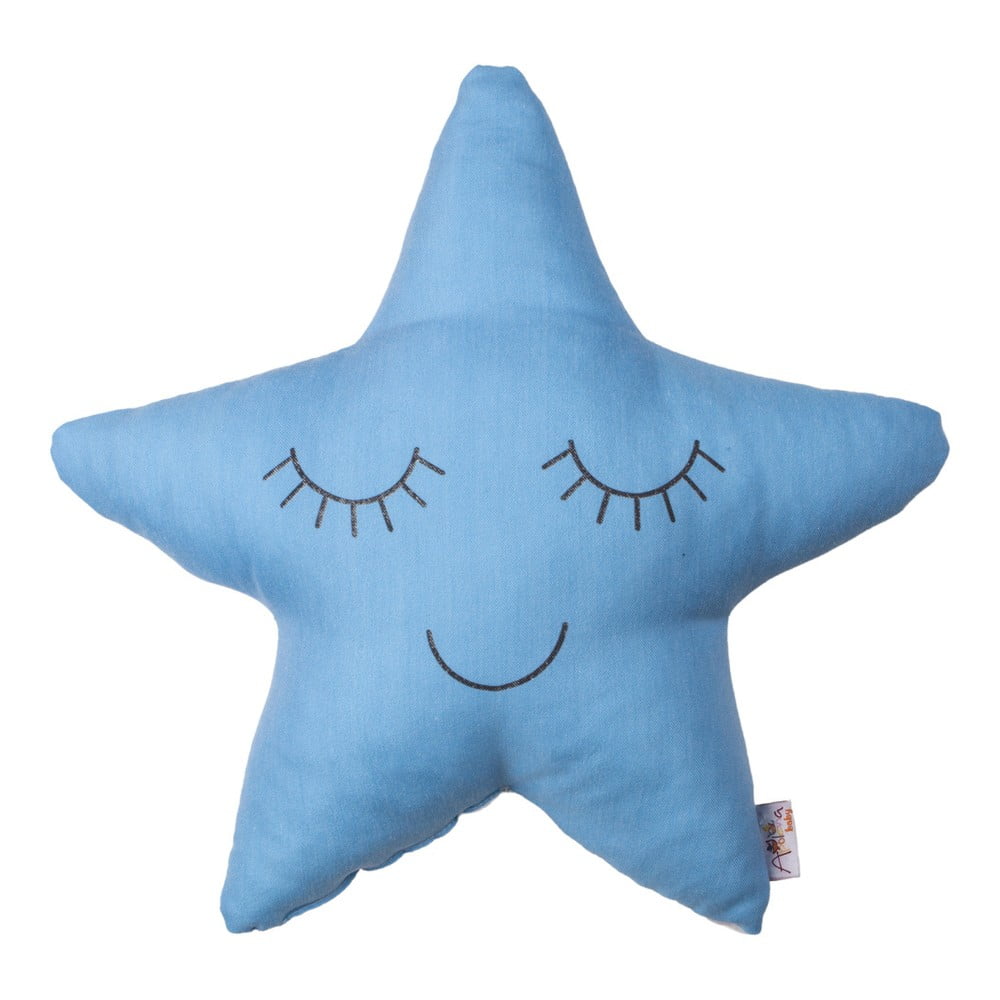 Modrý dětský polštářek s příměsí bavlny Mike & Co. NEW YORK Pillow Toy Star, 35 x 35 cm