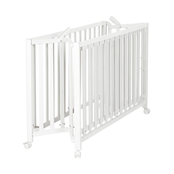 Bílá skládací postýlka na kolečkách 60x120 cm Fold up – Roba-image-2