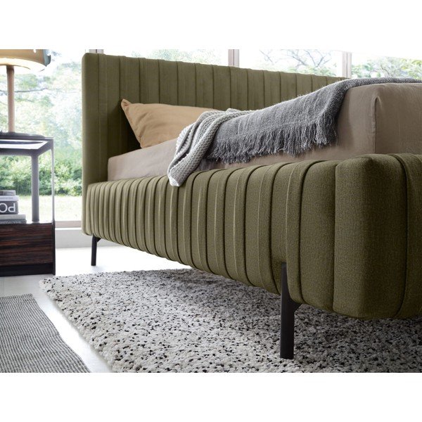 Zelená čalouněná dvoulůžková postel s úložným prostorem s roštem 180x200 cm Plissa – ELTAP-image-4