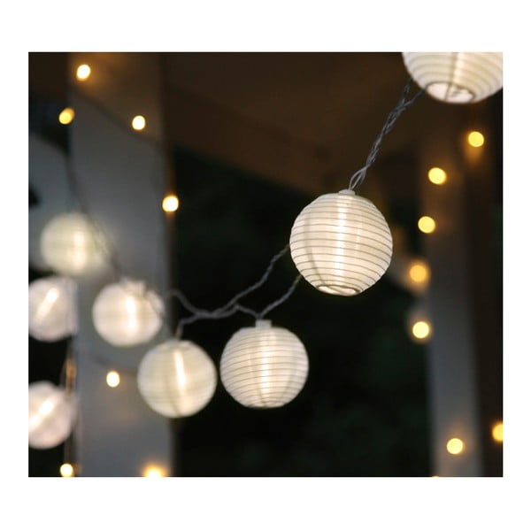 Bílý světelný LED řetěz s lampiony vhodný do exteriéru Star Trading Festival, délka 4,5 m