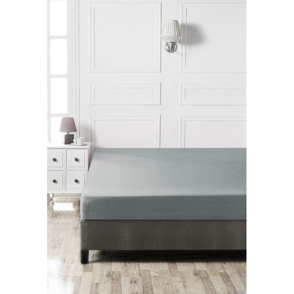 Tmavě šedé napínací bavlněné prostěradlo 160x200 cm - Mijolnir-image-2