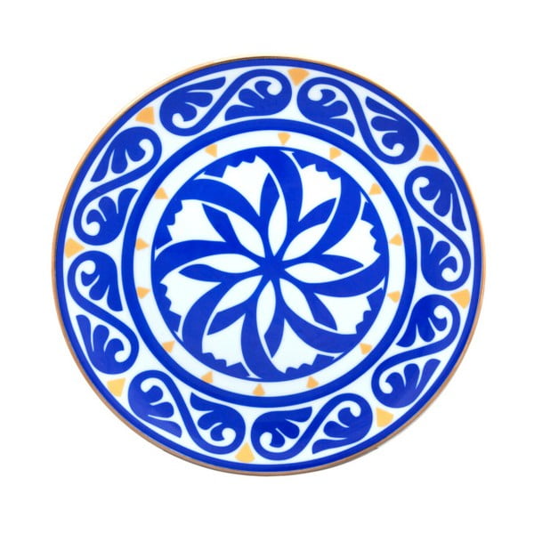 Modrobílý porcelánový talíř Vivas Peona, Ø 23 cm