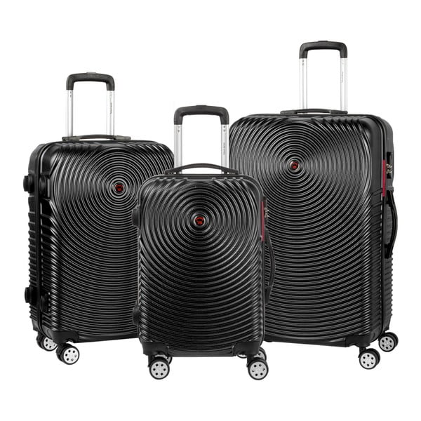 Sada 3 černých cestovních kufrů na kolečkách Murano Traveller