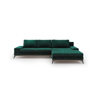 Lahvově zelená rozkládací rohová pohovka se sametovým potahem Windsor & Co Sofas Astre, pravý roh