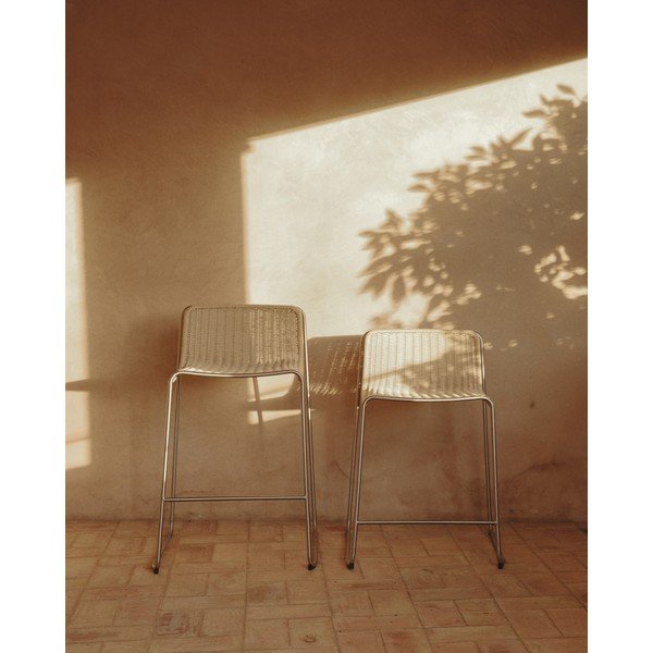 Béžová kovová zahradní barová židle Tavari – Kave Home-image-2