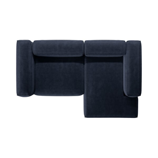 Tmavě modrá manšestrová rohová pohovka (pravý roh/s lenoškou) Bergamo – Cosmopolitan Design-image-3