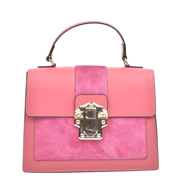Růžová kožená kabelka Isabella Rhea, 22 x 27 cm