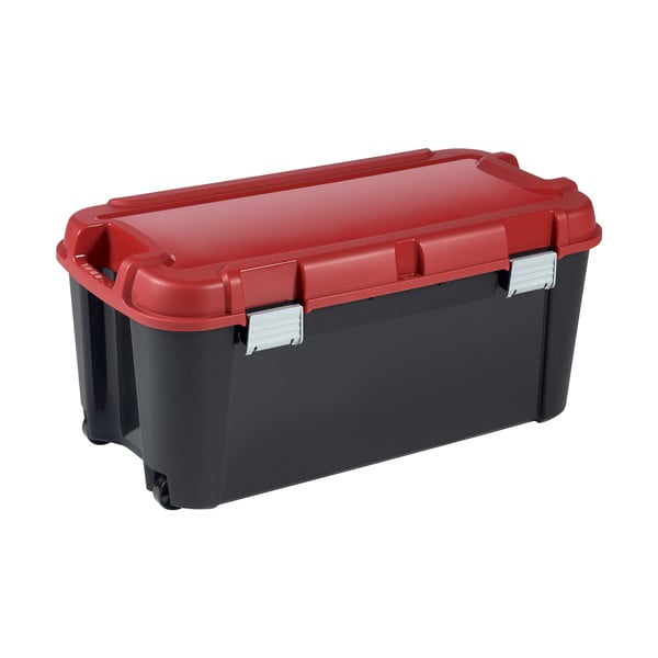 Červeno-černý plastový úložný box s víkem 79,5x39,5x37 cm Totem – Curver