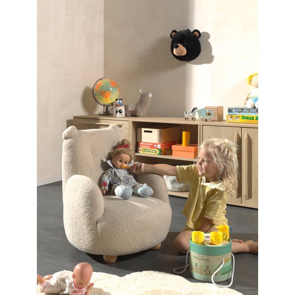 Béžové dětské křesílko z textilie bouclé Rocky – Vipack-image-2