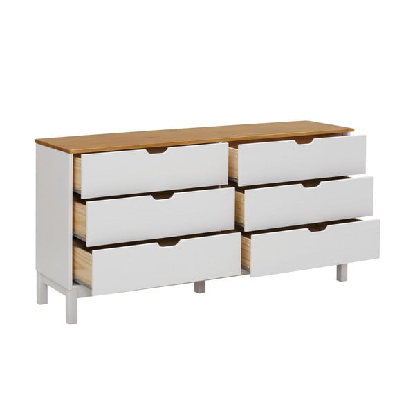 Bílá nízká komoda z borovicového dřeva 150x75 cm Post – Støraa-image-3