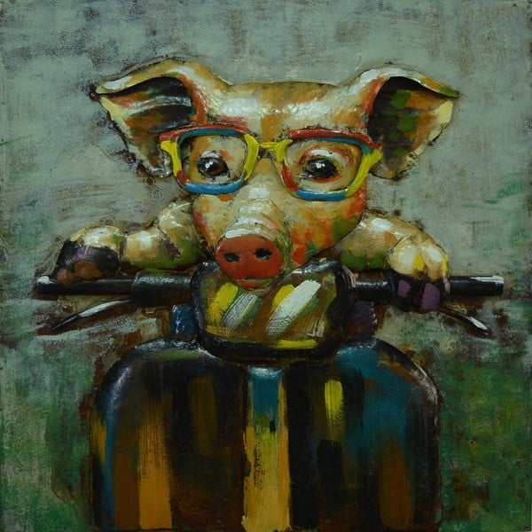Ručně malovaný obraz Vivorum Pig Ride, 80 x 80 cm
