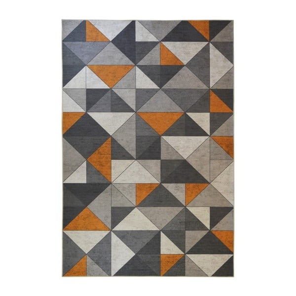 Šedo-oranžový koberec Floorita Shapes, 80 x 150 cm