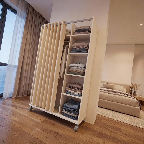 Bílo-béžová šatní skříň 100x160 cm Kit – Tvilum-image-2