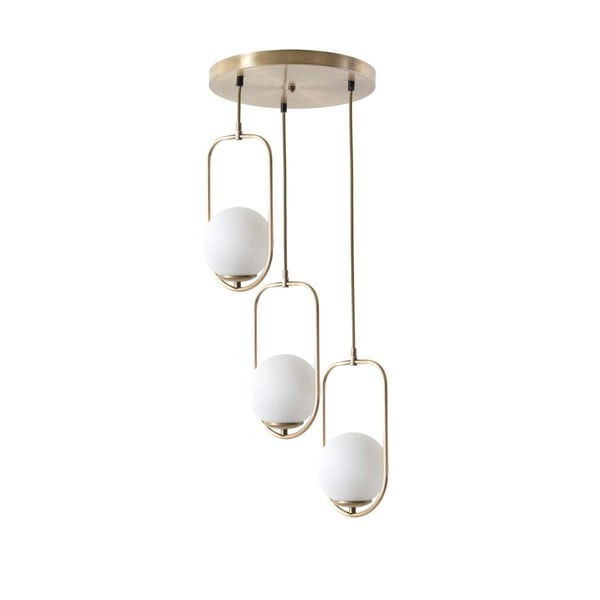 Závěsné svítidlo v bílo-zlaté barvě se skleněným stínidlem ø 30 cm Ahu – Opviq lights