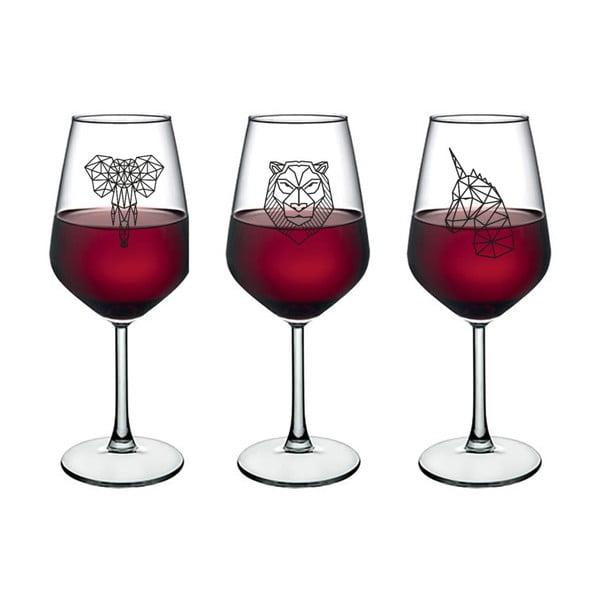 Sada 4 sklenic na víno Vivas Polygonal Animal Figure, 345 cm