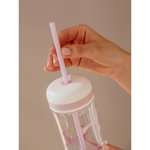 Fialovo-bílá láhev na vodu s víkem a brčkem Equa Flow Wave 2v1, 800 ml-image-2