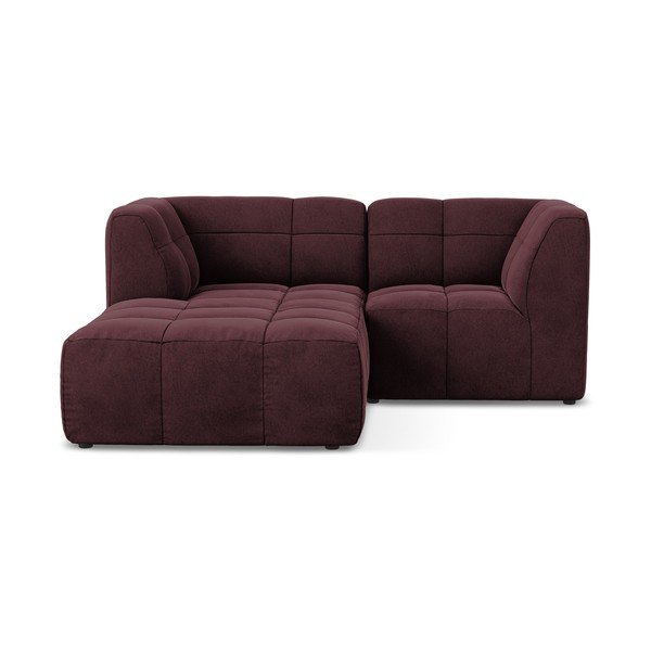 Vínová sametová rohová pohovka (levý roh/s lenoškou) Aloha – Makamii