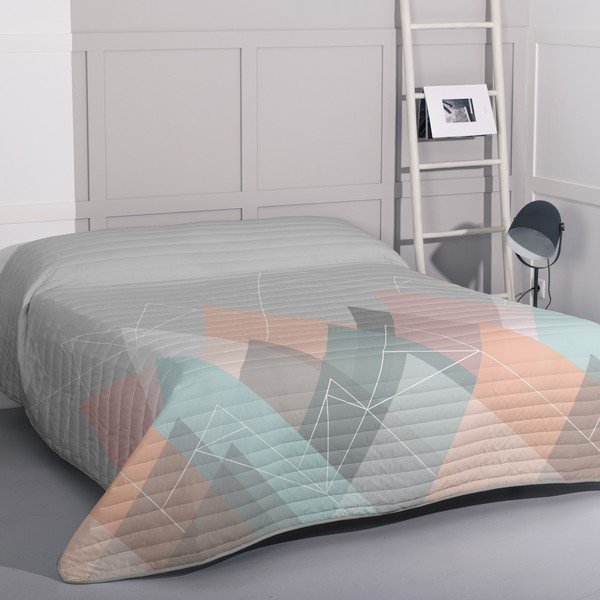 Růžovo-šedý bavlněný prošívaný přehoz 180x260 cm Range – Blanc-image-1