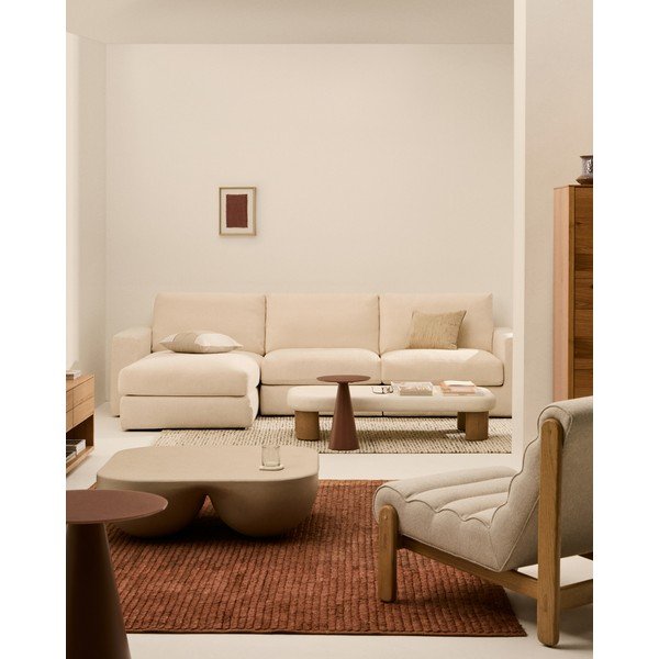 Béžová žinylková rohová pohovka (levý roh/s lenoškou) Alea – Kave Home-image-1