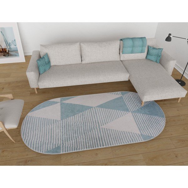 Modrý pratelný koberec 60x100 cm Oval – Vitaus-image-1
