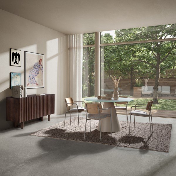 Kulatý jídelní stůl se skleněnou deskou ø 120 cm Vida – MOME-image-1