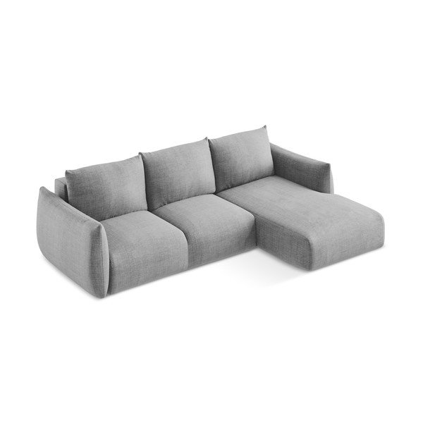 Světle šedá rozkládací rohová pohovka (pravý roh/s lenoškou) Leila – Makamii-image-3