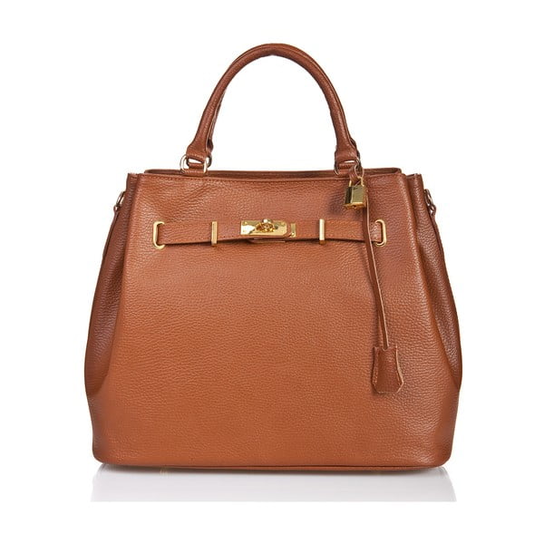 Koňakově hnědá kabelka Massimo Castelli Petronella Cognac