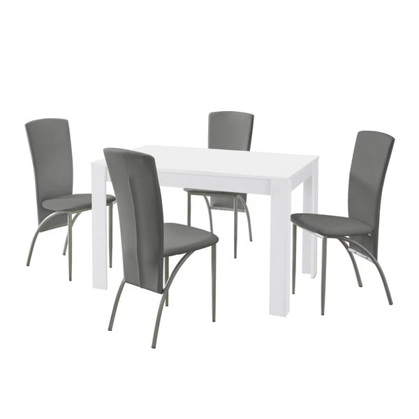 Set jídelního stolu a 4 šedých jídelních židlí Støraa Lori Nevada White Light Grey